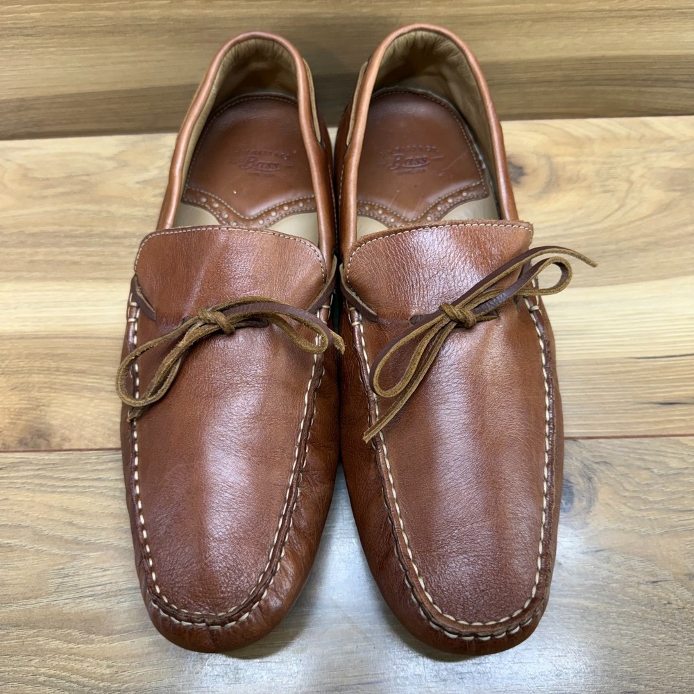 GH Bass Driving Loafers Mens 11.5 M Saddle Brown Leather Moc Toe Casual